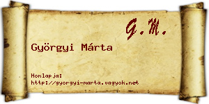 Györgyi Márta névjegykártya